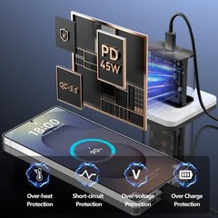 Type-C Charger Block 45W Super Fast for Samsung Galaxy Z Flip 7/Z Fold 6.6FT Cor