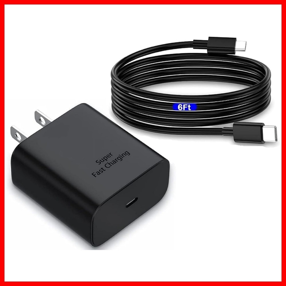 45W Type-C Fast Wall Charger for Samsung Galaxy S25 Ultra with 6Ft USB C Cable
