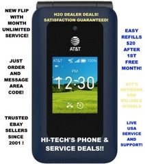 PHONE AND FREE UNLIMITED MONTH!! ✅ with NEW H2O Wireless “Flex” Flip Phone !