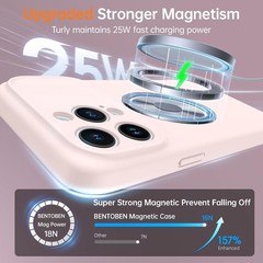 Magnetic for iPhone 15 Pro Max Case, Soft Silicone Rubber Microfiber Lining Bump