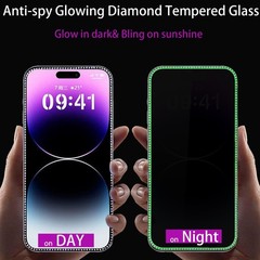 2PCS Black Glitter Privacy Screen Protector & Tempered Glass for iPhone 15 Pro M