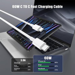4-Pack 3FT USB-C Fast Charging Cable 60W for iPhone 15 16 Pro Plus and More