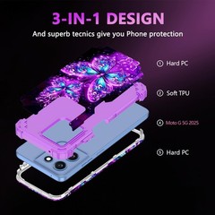 Moto G 5G 2025 Case, Glow in The Dark Three Layer Heavy Duty Sturdy Shockproof