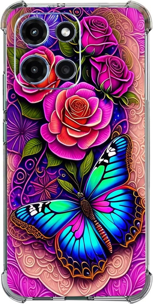 Case for Moto G Play 2026/Moto G 2026, Blue Butterfly Flowers Shockproof TPU Cov