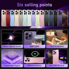 G16 Pro Max 8+256GB Unlocked Cell Phone Android 15 Dual SIM 5G Smartphone Mobile