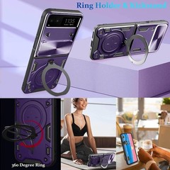 Motorola razr 2023 Case (6.9 Inches), Slim Phone Cover with Metal Ring Holder, P