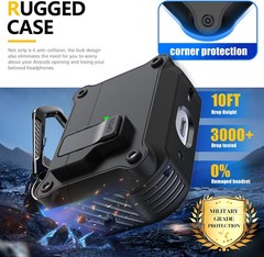 Black Case Cover for AirPods Pro 2nd/1st Generation with Secure Lock Clip