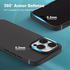 iPhone 16 Pro Max Phone Case, Black Anti-Fingerprint Protective Bumper Matte Cov