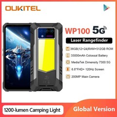 OUKITEL WP100 5G IP68 Phone Laser Rangefinder Camping Light US 120Hz 33000mAh