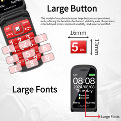 Senior Flip Dual Display Mobile Phone for Elderly Two SIM Card Large Button Spee