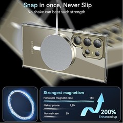 Shockproof Military Grade Magnetic Case for Samsung Galaxy S24 Ultra, Clear Bump