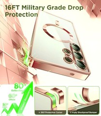 Samsung Galaxy S26 Ultra Case with Magnetic Clear Back Plating Metallic Glossy