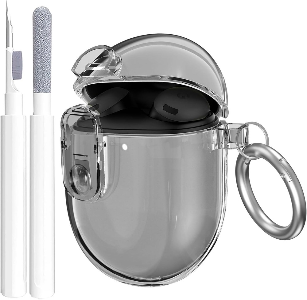 Clip Lock Case for Google Pixel Bud Pro & Pixel Buds Pros 2 Clear Soft TPU Cover
