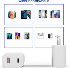 4 Pack 20W USB-C Fast Charger Block for iPhone 17/16/15/14/13/12/11/X/8