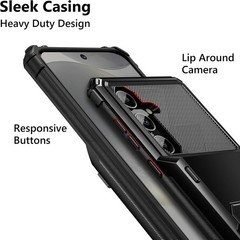 Heavy Duty Shockproof Wallet Case for Samsung Galaxy S24+ Plus, Card Holder Blac