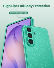 Cute Glitter Sparkly Case for Samsung Galaxy S26, Light Green Slim Fit TPU Cover