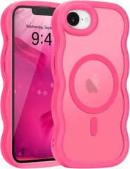 for iPhone 17e/16e Case, Curly Wavy Frame Hard Translucent Matte Clear Back Cove