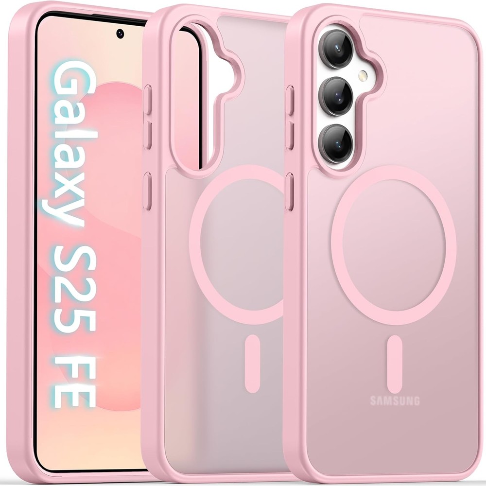 Slim Fit Light Pink Magnetic Case for Samsung Galaxy S25 FE, Shockproof Matte De