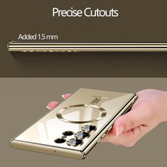 Magnetic Glossy Case for Samsung Galaxy S24 Ultra, Clear Luxury Cover with Prote