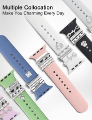 13 Pieces Silver Watch Band Charms with 10 Decorative Rings & 3 Decoration for A