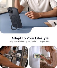 Black iPhone 14 Plus/15 Plus Case with 360 Spin Magnetic Stand – FNTCASE