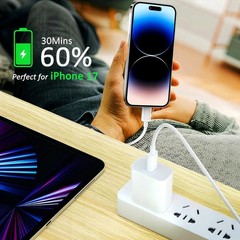 2 Pack 60W USB-C Fast Charger Adapter for iPhone 17/16 6ft