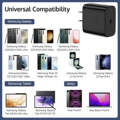 45W Type-C Fast Wall Charger for Samsung Galaxy S25 Ultra with 6Ft USB C Cable