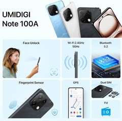 UMIDIGI Note 100A 5000mAh Battery Android 14 Unlocked Smartphone