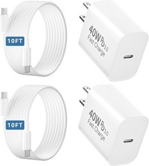 10FT Cable with 40W USB-C Fast Charger Adapter for iPhone 17 Pro Max/17 Pro