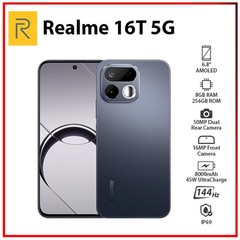 (New) Realme 16T 5G 8GB+256GB BLACK Dual SIM Global Ver. Android Cell Phone
