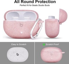 Soft Protective Silicone Case with Keychain for Beats Studio Buds 2021 – Glitter
