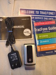 Motorola W370 TracFone – Silver and Black – charges and runs