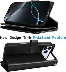 For Apple iPhone 12 Pro Max Wallet Case, Card Slots Full Leather Cover Black