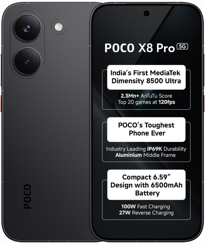 POCO X8 Pro (Black, 256 GB 12GB RAM) Dimensity 8500-Ultra 6.59 ” Global Version.