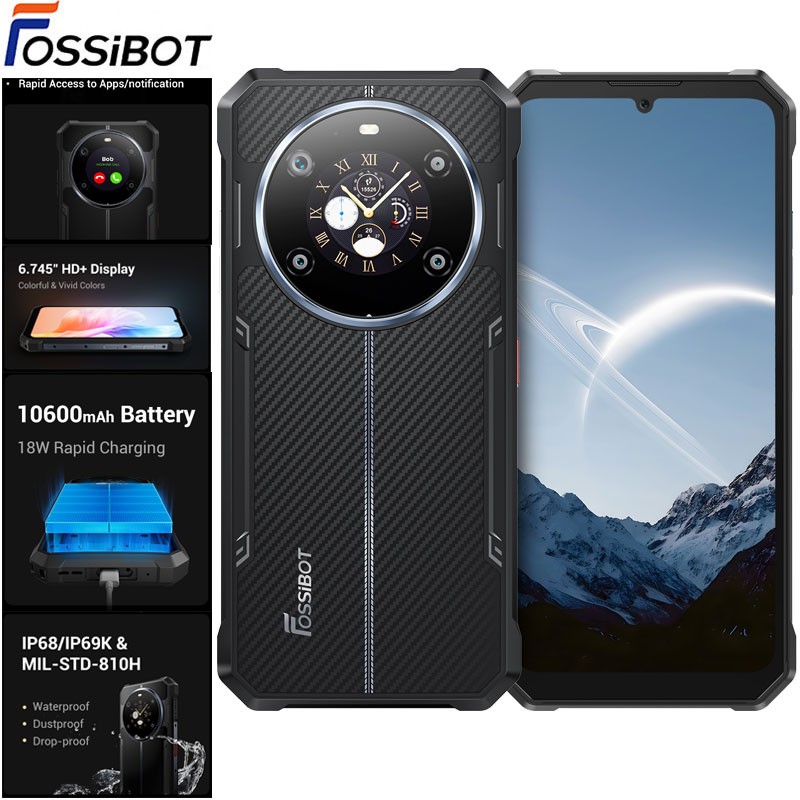 Unlock 4G LTE Rugged Phone Dual Screen Android 15 Outdoor Mobile FOSSiBOT F109S