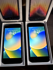 Lot of 2 Apple iPhone SE (3rd Gen) 64 GB Midnight A2595 (T-Mobile) iOS 16.6 NIB