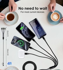 Multi Charging Cable, 2Pack 4FT 4 in 1 Charging Cable for Multiple Devices