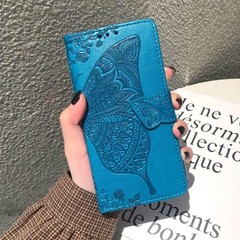 1. For Moto G Play 2024 Case Wallet, Blue Butterfly Emboss PU Leather Cover