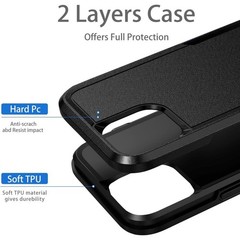 Designed for iPhone 15 Pro Max Case, Heavy Duty Shockproof Dustproof Cover, Blac
