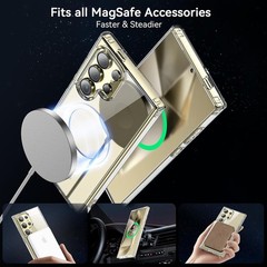 Shockproof Military Grade Magnetic Case for Samsung Galaxy S24 Ultra, Clear Bump
