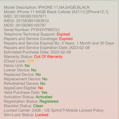 Apple iPhone 11 64GB Black A2111 T-Mobile Cracked Screen LCD and Back #H284