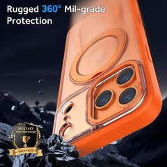 360° Rotatable Magnetic Case for iPhone 17 Pro, Shockproof Phone Cover (Orange)