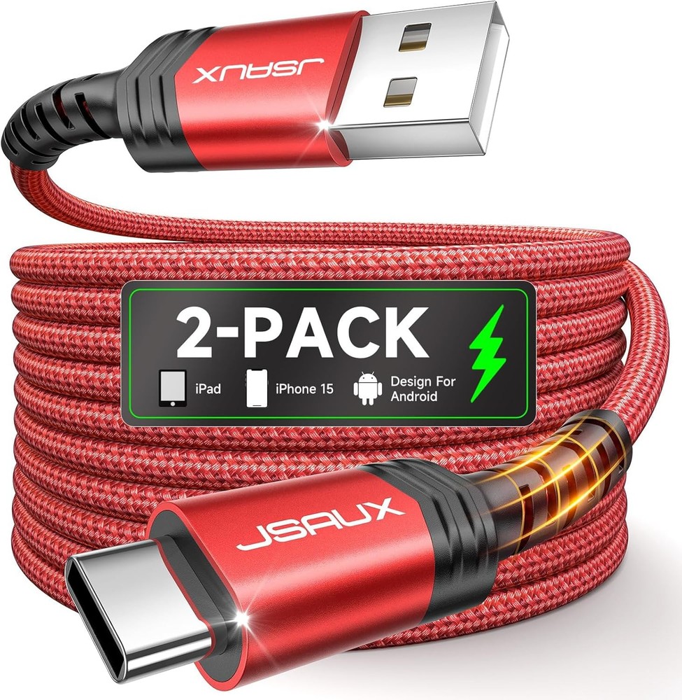 2-Pack USB-C Fast Charger Adapter for iPhone 17, Samsung S20, 6.6ft