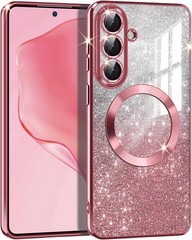 Galaxy S26 Plus Case, Clear Magnetic Glitter Gradient Sparkle Luxury Plated TPU