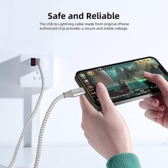Set of 3 Fast Charging 10 ft Nylon Braided Cables for iPhone