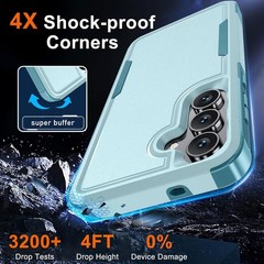 Mint Green Heavy Duty Shockproof Case for Samsung Galaxy S25 FE with Lens Cover