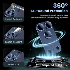 Metal Tempered Glass Rear Camera Lens Protector for iPhone 17 Pro Max – Deep Blu