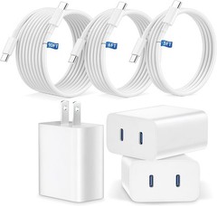 3 Pack 45W Dual Port USB-C Fast Charger Block for iPhone 15/16/17 Pro Max 3/6/10
