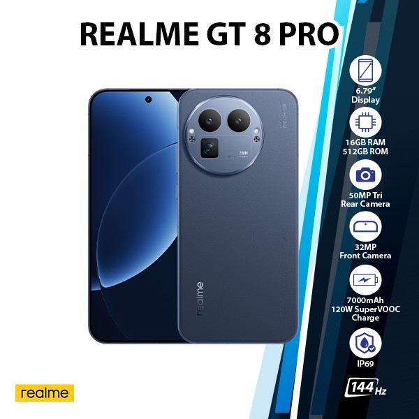 Realme GT 8 Pro 5G Android Cell Phone (16GB+512GB/BLUE/Dual SIM/Global Ver.)