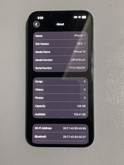 iPHONE 14 128GB MIDNIGHT BLACK UNCLOCKED (NO ICLOUD LOCK) SEE PICTURES